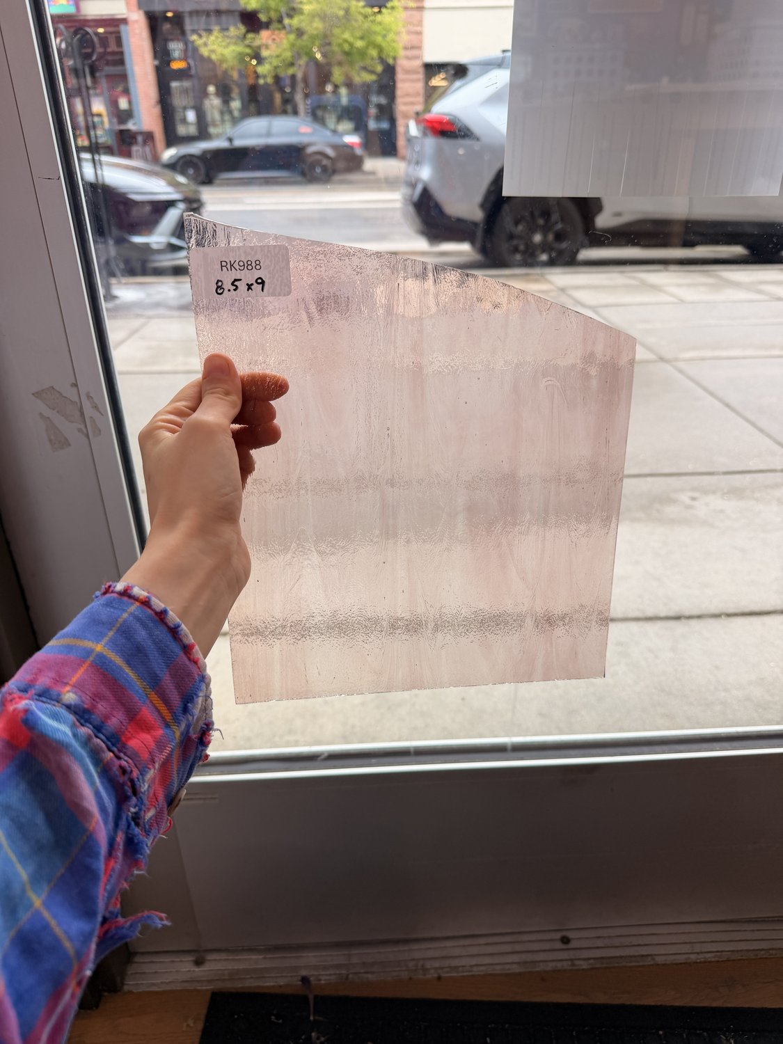 Light Pink Vintage Rare Transparent Textured Optimum Sheet Glass