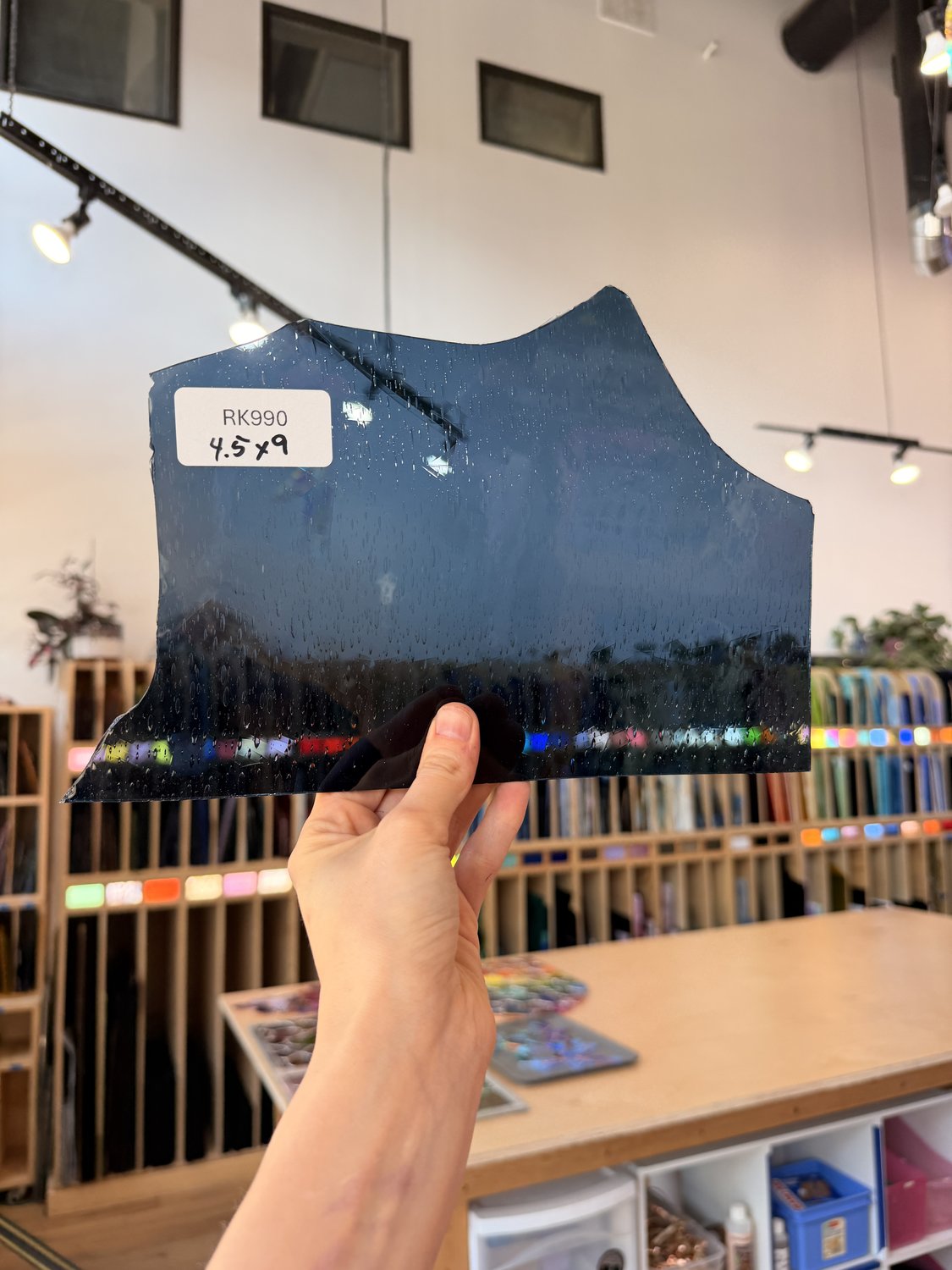 Steel Gray Blue Mouthblown Desag Sheet Glass