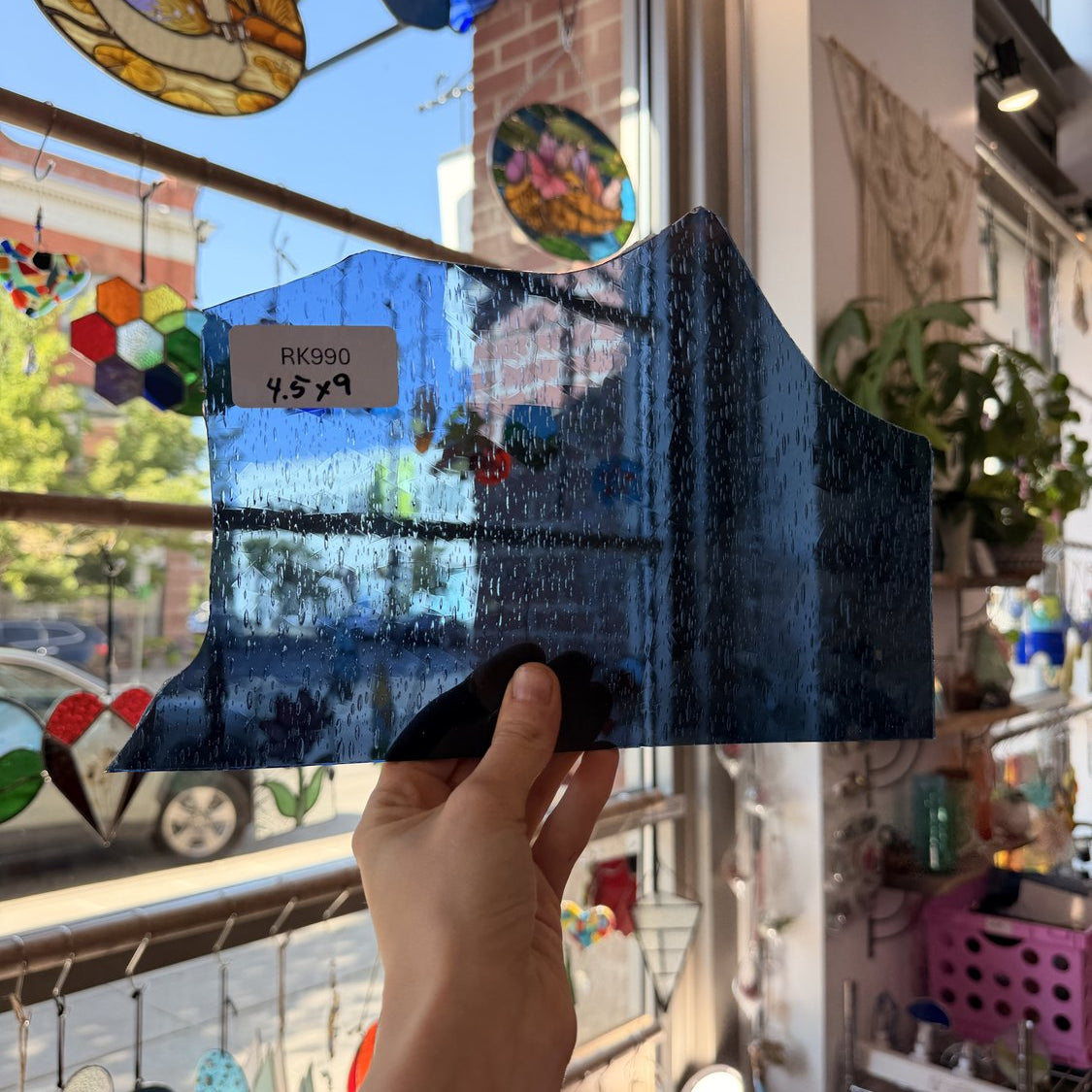 Steel Gray Blue Mouthblown Desag Sheet Glass