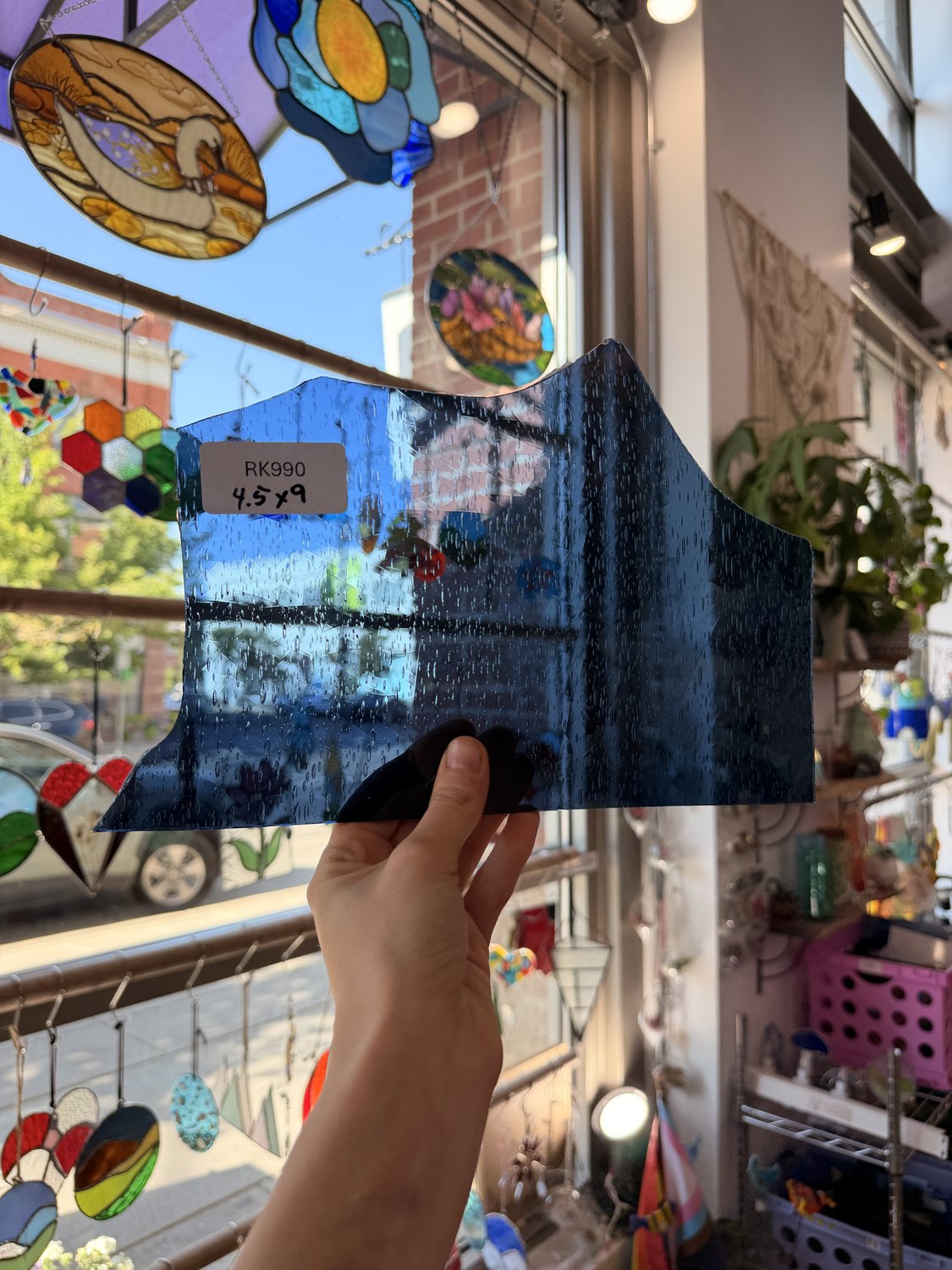 Steel Gray Blue Mouthblown Desag Sheet Glass