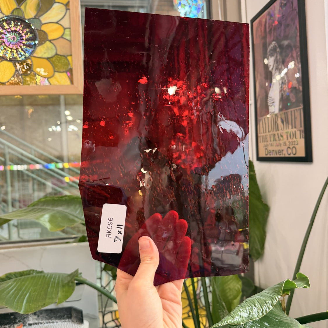 Vibrant Orange Red Mouthblown Transparent Sheet Glass