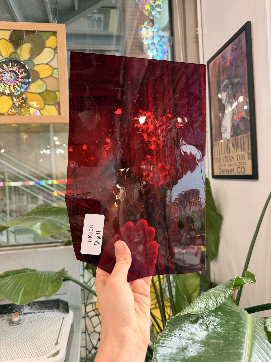 Vibrant Orange Red Mouthblown Transparent Sheet Glass