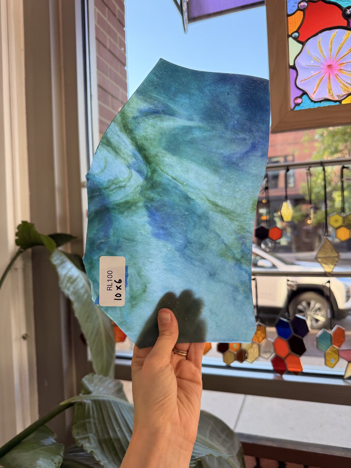 Blue Mixed Stipple Youghiogheny Sheet Glass
