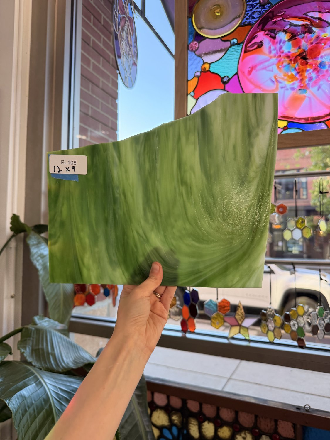 Green Mixed Wispy Wissmach Sheet Glass