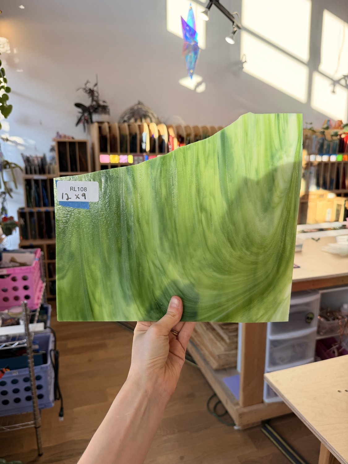 Green Mixed Wispy Wissmach Sheet Glass