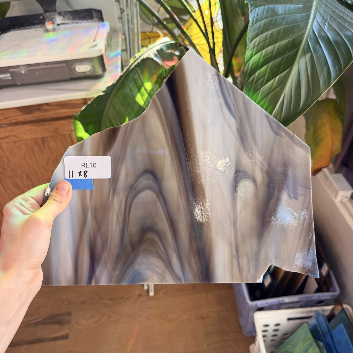 Dark Brown White Mixed Wispy Opal Oceanside Sheet Glass