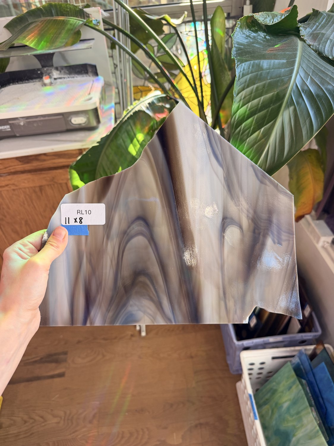 Dark Brown White Mixed Wispy Opal Oceanside Sheet Glass