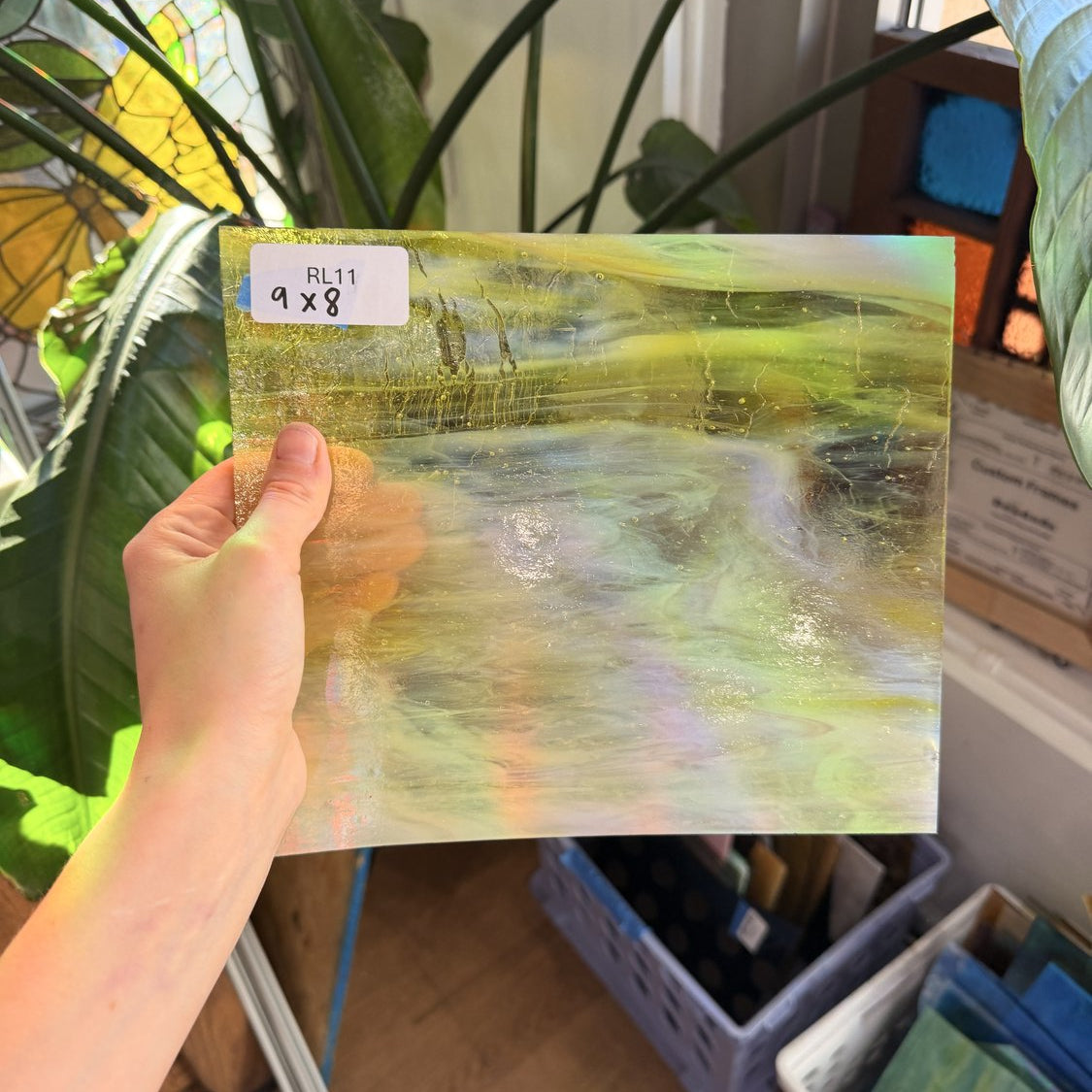 Yellow Transparent Mixed Wispy Kokomo Sheet Glass