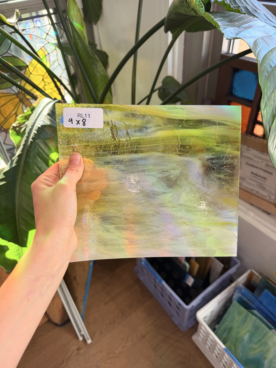 Yellow Transparent Mixed Wispy Kokomo Sheet Glass