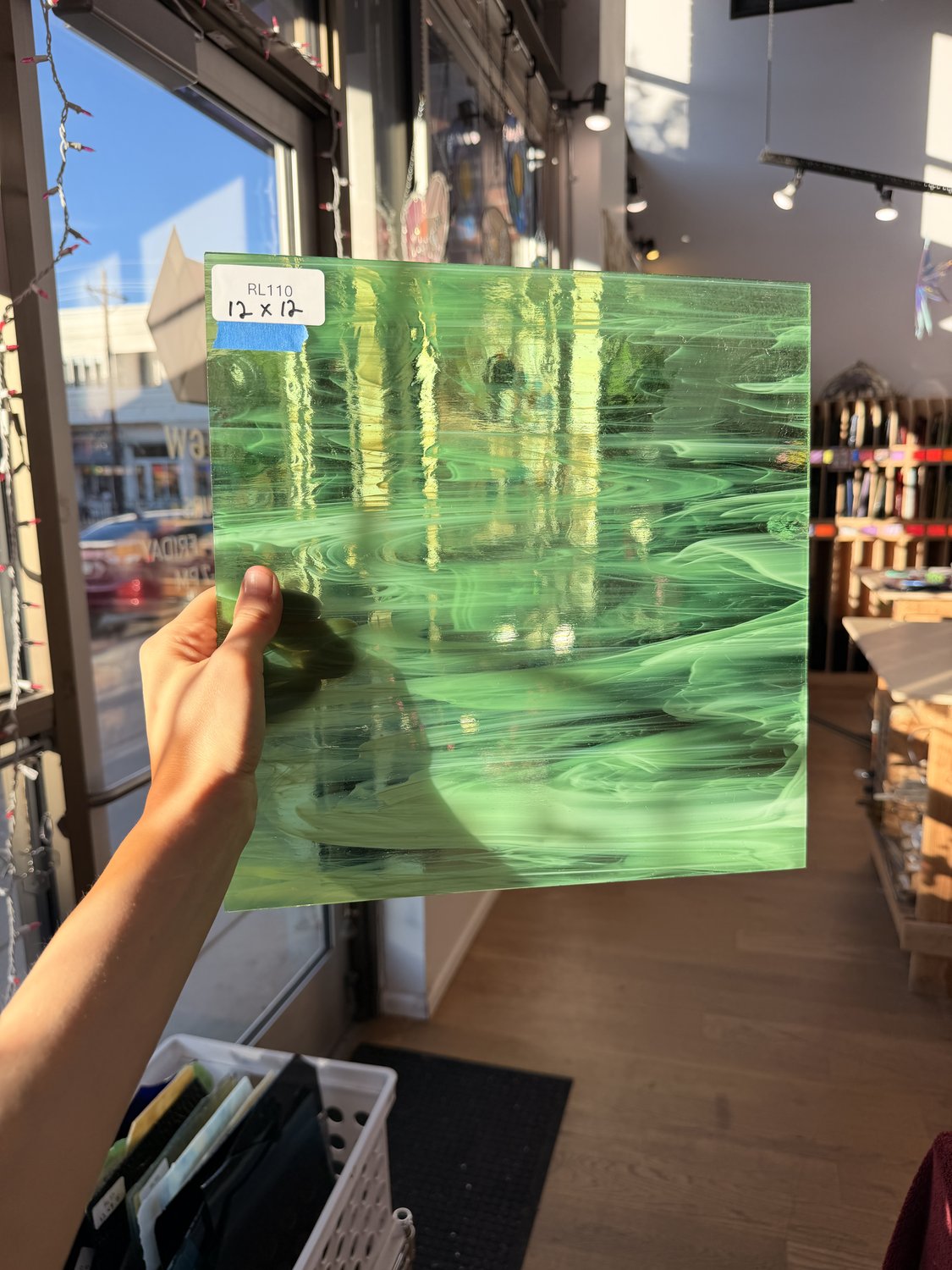 Neon Green Wispy Vintage Spectrum Sheet Glass