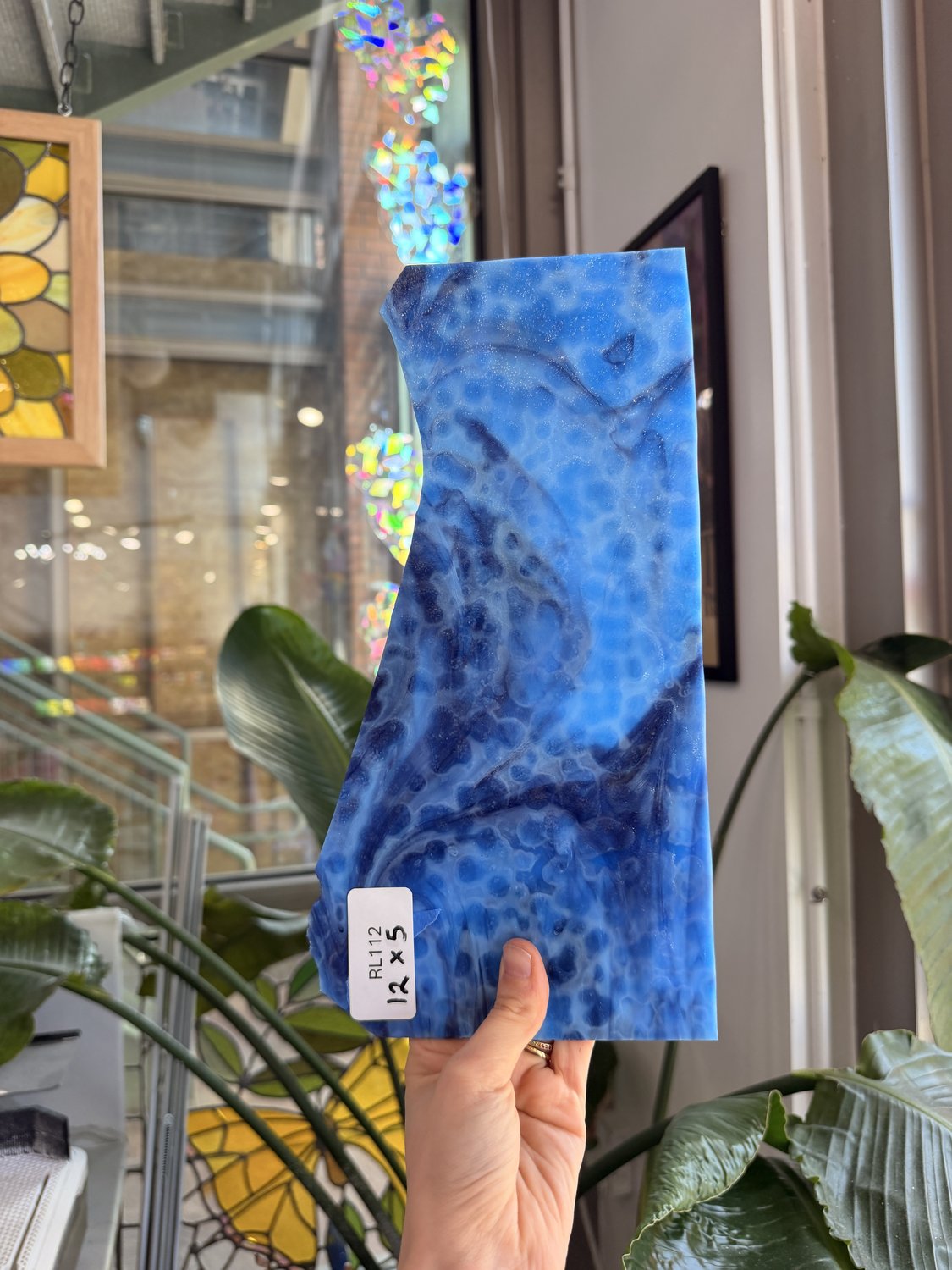 Dark Blue Purple Mixed Mottled Oceana Sheet Glass