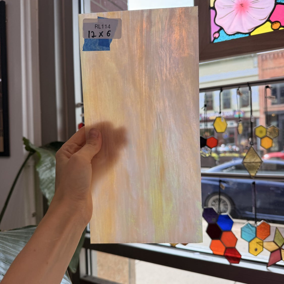 Golden Amber Wispy Wissmach Sheet Glass