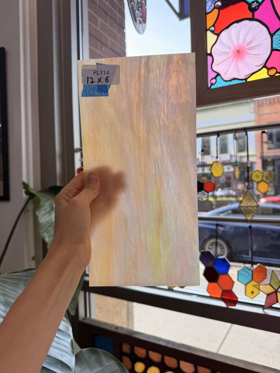 Golden Amber Wispy Wissmach Sheet Glass