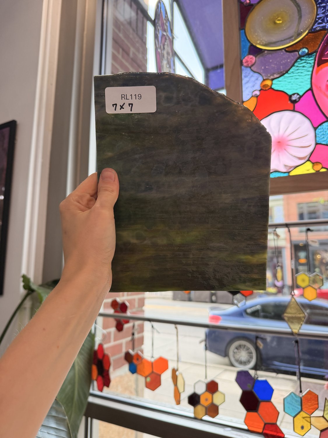 Dark Brown Green Mixed Mottled Sheet Glass