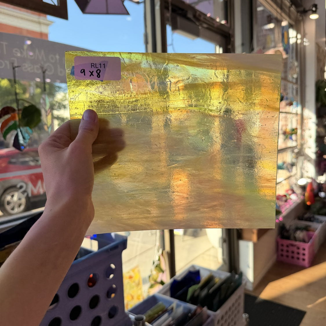Yellow Transparent Mixed Wispy Kokomo Sheet Glass