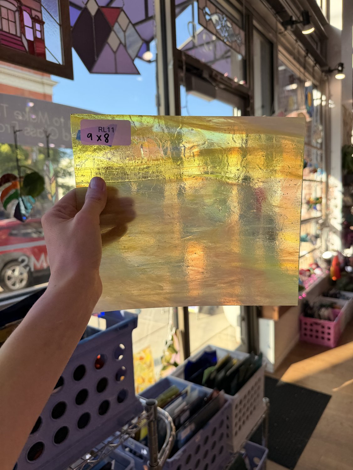 Yellow Transparent Mixed Wispy Kokomo Sheet Glass
