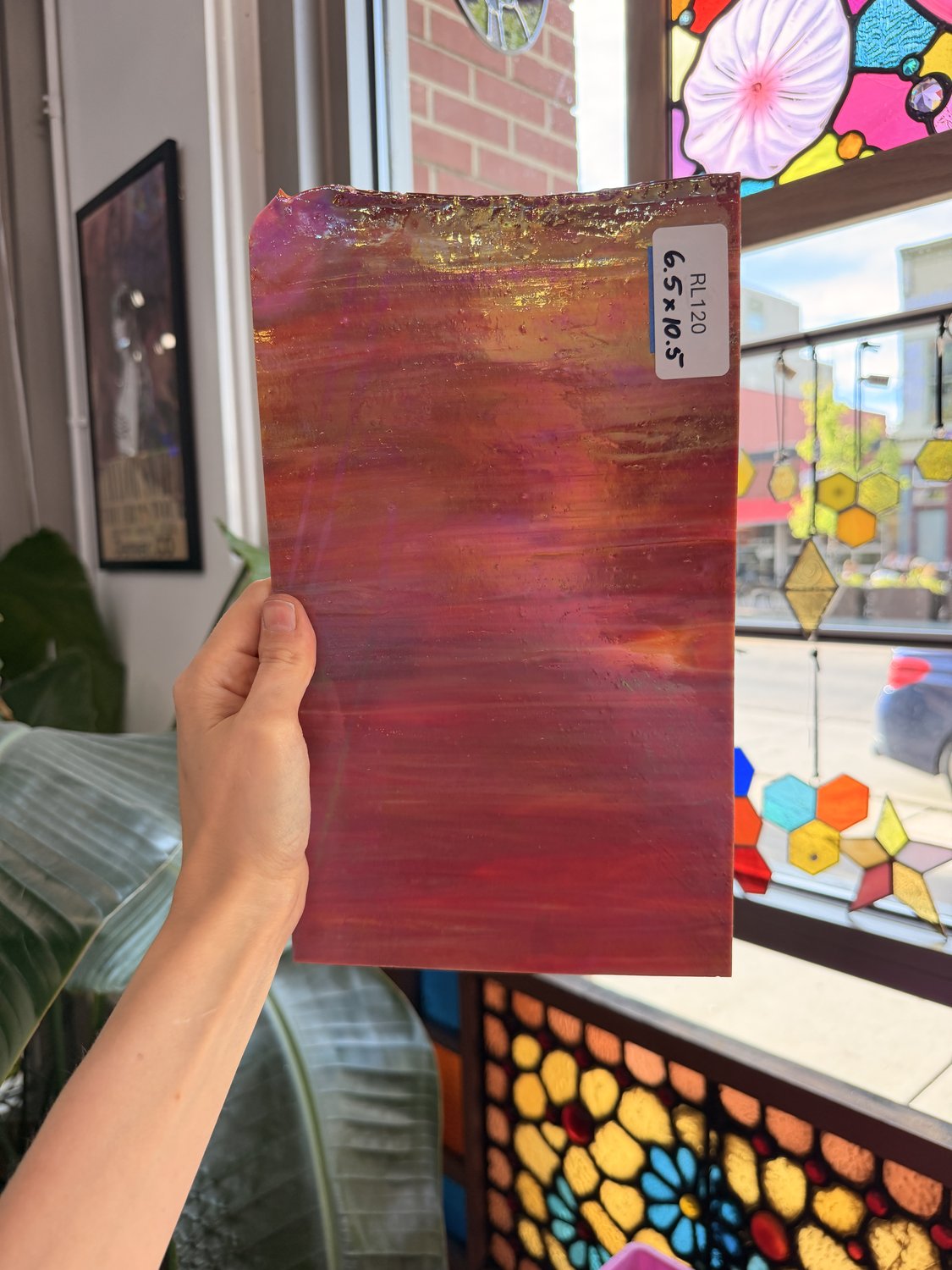 Iridescent Red Orange Opaque Choice Sheet Glass