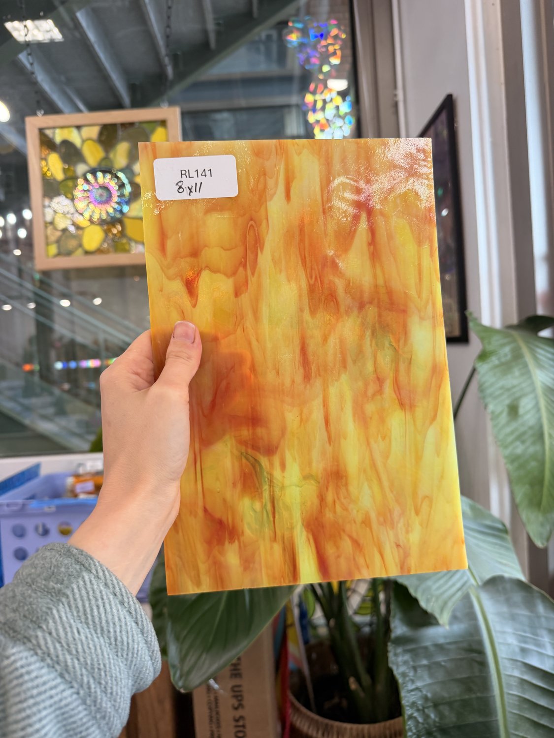 Yellow Red Mixed Wispy Discontinued Kokomo Sheet Glass – RL141