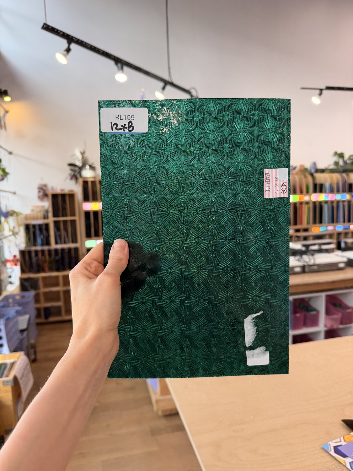 Teal Transparent Textured Celtic Kokomo Sheet Glass