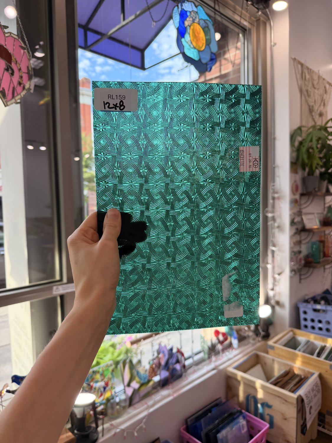 Teal Transparent Textured Celtic Kokomo Sheet Glass