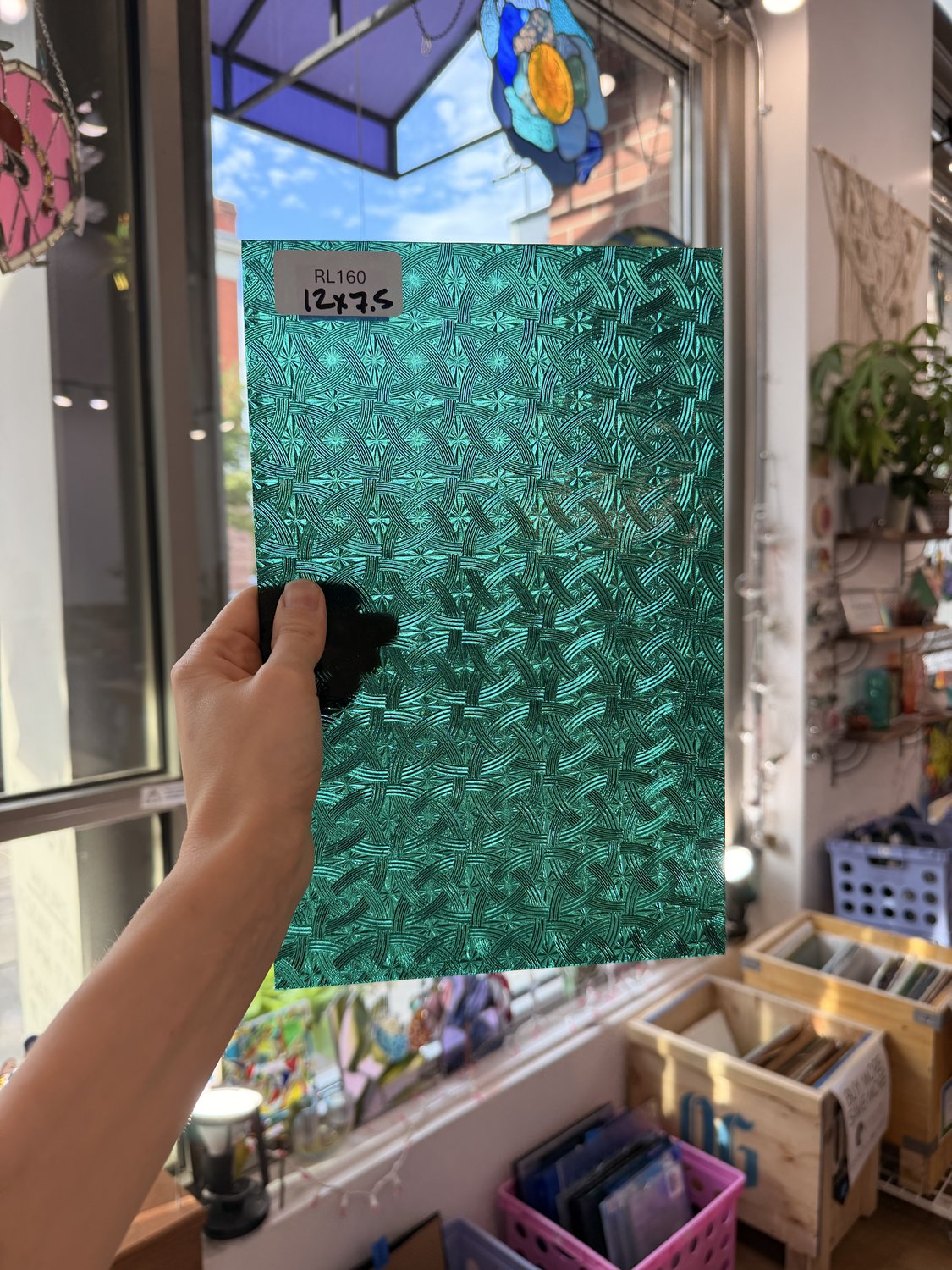 Teal Transparent Textured Celtic Kokomo Sheet Glass