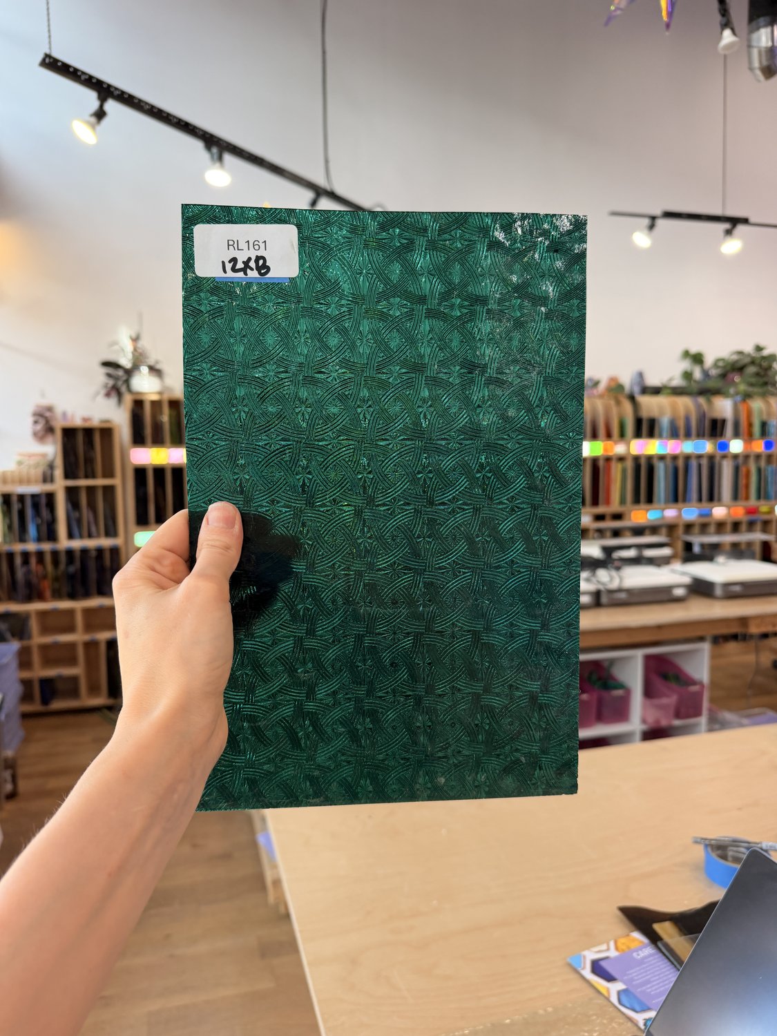 Teal Transparent Textured Celtic Kokomo Sheet Glass