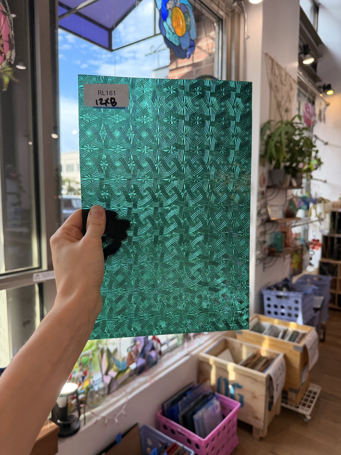 Teal Transparent Textured Celtic Kokomo Sheet Glass