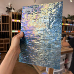 Iridescent Transparent Peacock Blue Tight Ripple Kokomo Sheet Glass