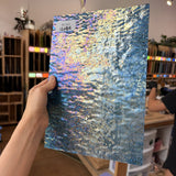 Iridescent Transparent Peacock Blue Tight Ripple Kokomo Sheet Glass