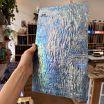 Iridescent Transparent Peacock Blue Tight Ripple Kokomo Sheet Glass