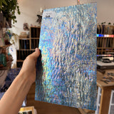 Iridescent Transparent Peacock Blue Tight Ripple Kokomo Sheet Glass