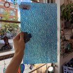 Iridescent Transparent Peacock Blue Tight Ripple Kokomo Sheet Glass