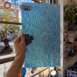 Iridescent Transparent Peacock Blue Tight Ripple Kokomo Sheet Glass