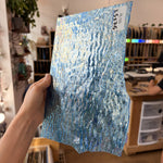 Iridescent Transparent Peacock Blue Tight Ripple Kokomo Sheet Glass