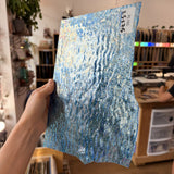 Iridescent Transparent Peacock Blue Tight Ripple Kokomo Sheet Glass