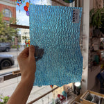 Iridescent Transparent Peacock Blue Tight Ripple Kokomo Sheet Glass