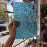 Iridescent Transparent Peacock Blue Tight Ripple Kokomo Sheet Glass