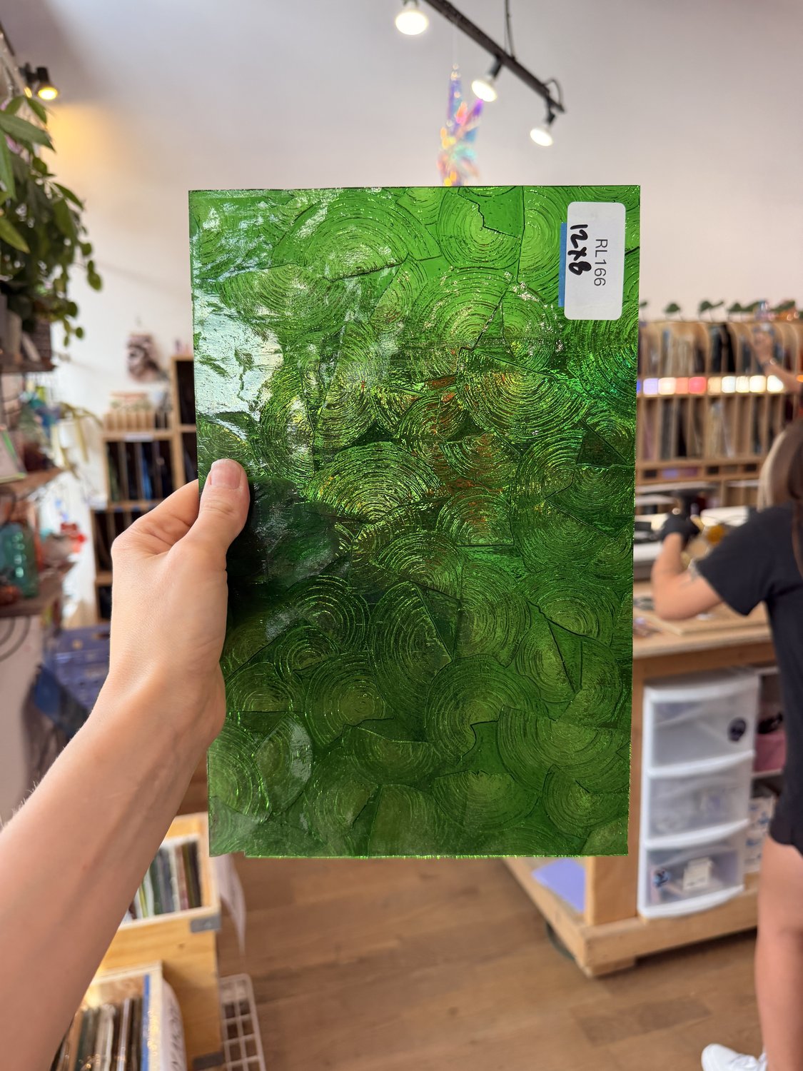 Medium Transparent Christmas Green Rondalite Kokomo Sheet Glass