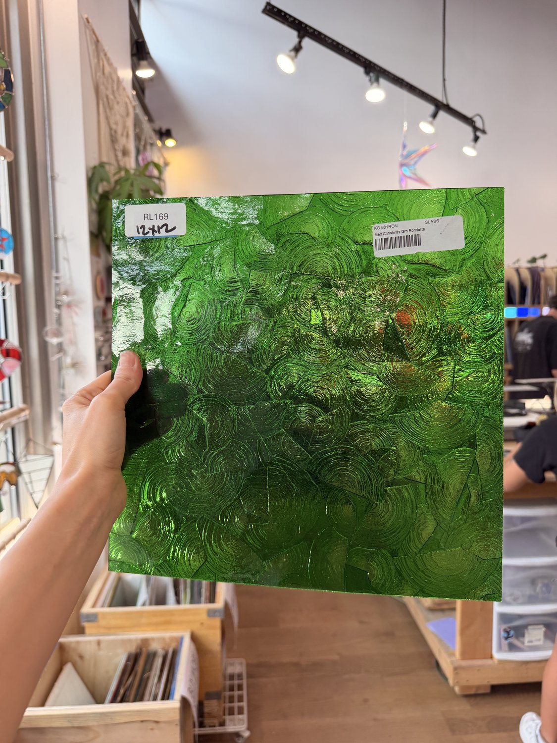 Medium Transparent Christmas Green Rondalite Kokomo Sheet Glass