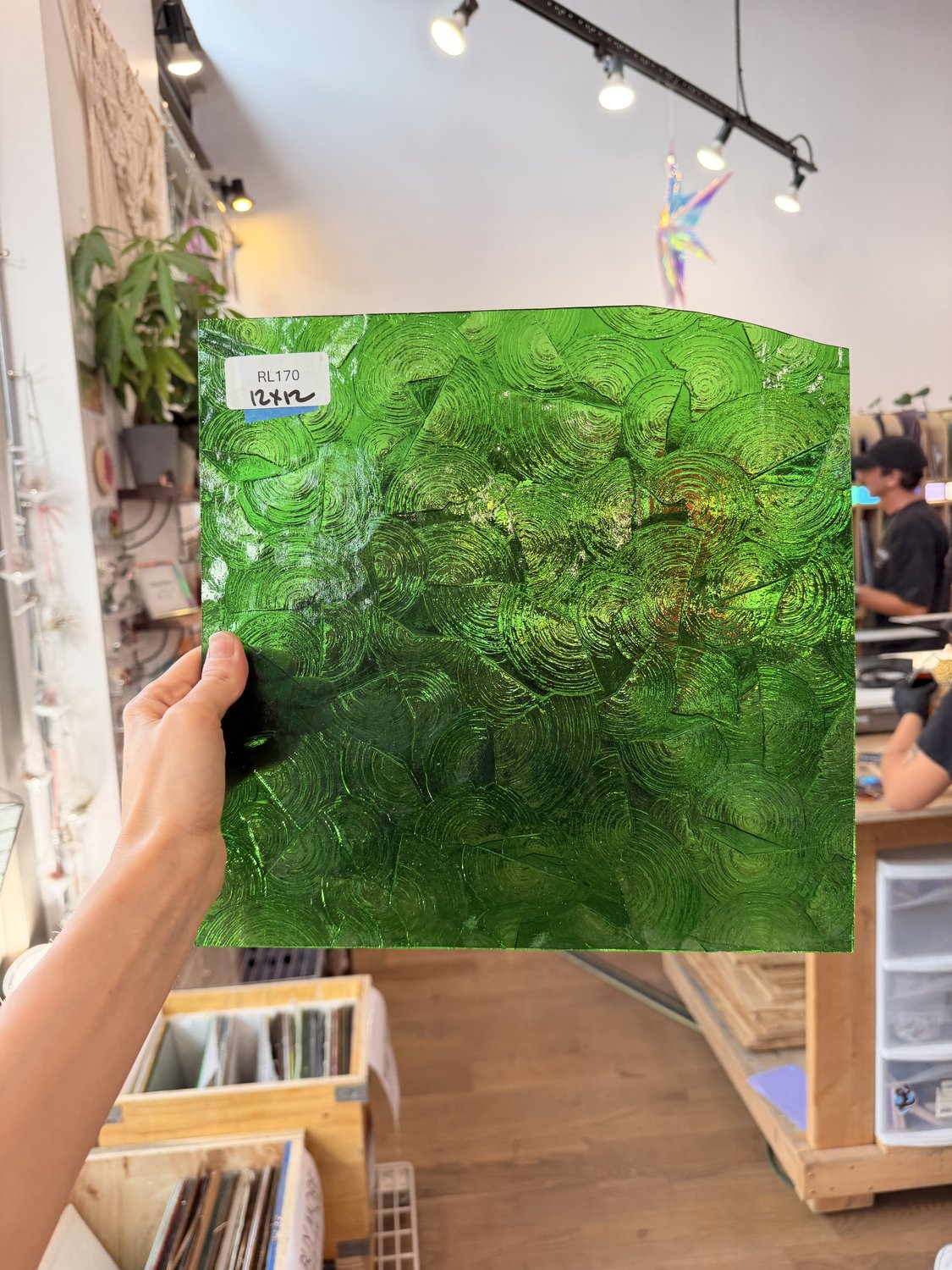 Medium Transparent Christmas Green Rondalite Kokomo Sheet Glass