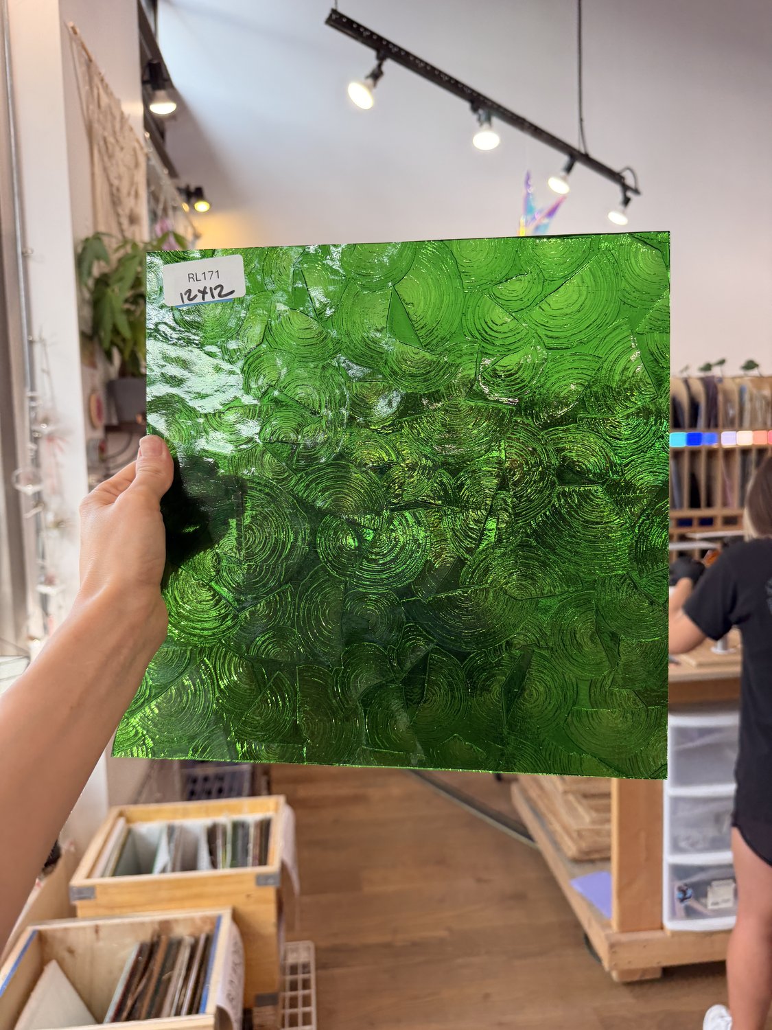 Medium Transparent Christmas Green Rondalite Kokomo Sheet Glass