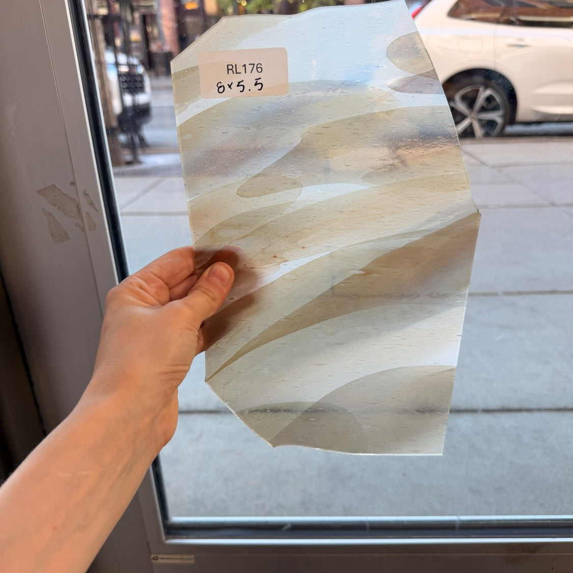 Tan White AC Fischer Vintage Mouth Blown Sheet Glass