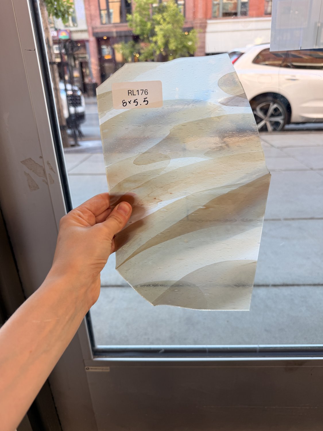 Tan White AC Fischer Vintage Mouth Blown Sheet Glass
