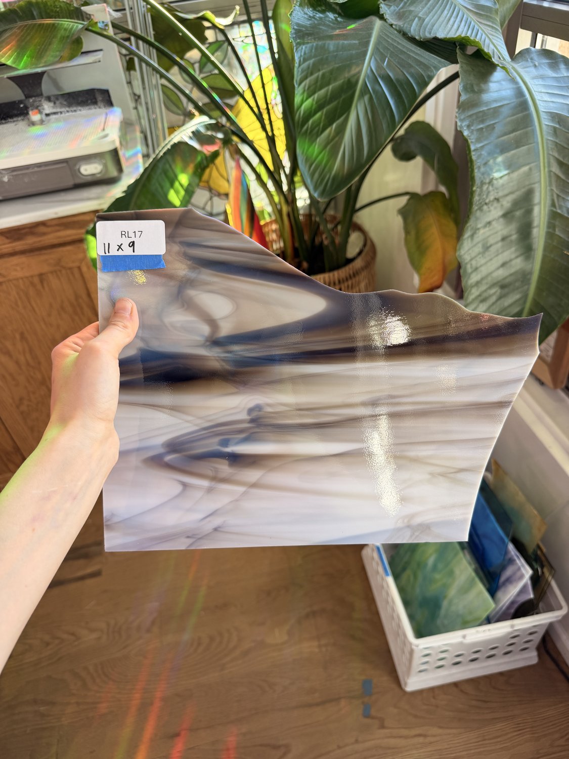 Dark Brown White Mixed Wispy Opal Oceanside Sheet Glass
