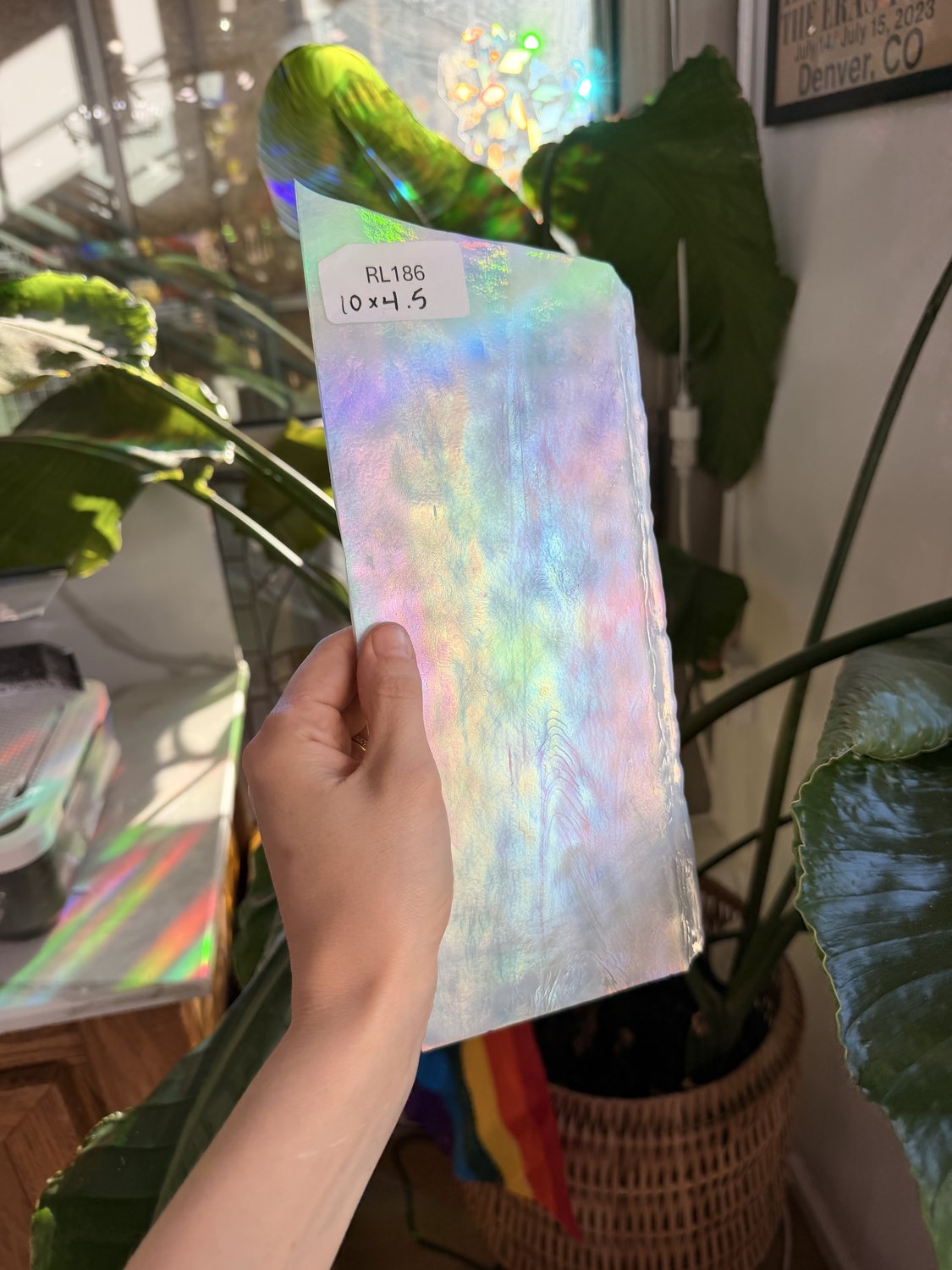 White Mottled Iridescent Youghiogheny Sheet Glass