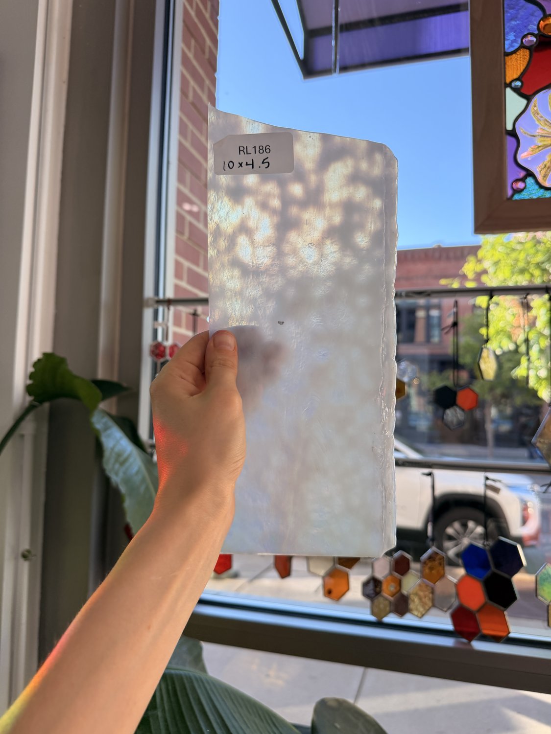White Mottled Iridescent Youghiogheny Sheet Glass