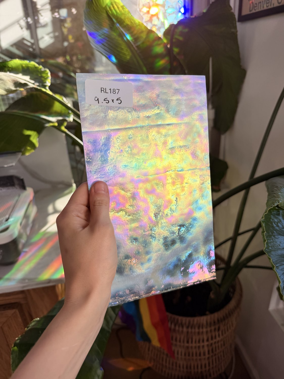 White Mottled Iridescent Youghiogheny Sheet Glass