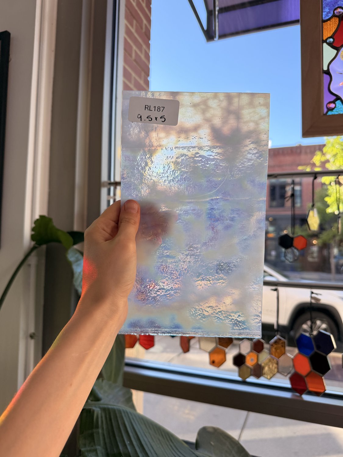 White Mottled Iridescent Youghiogheny Sheet Glass