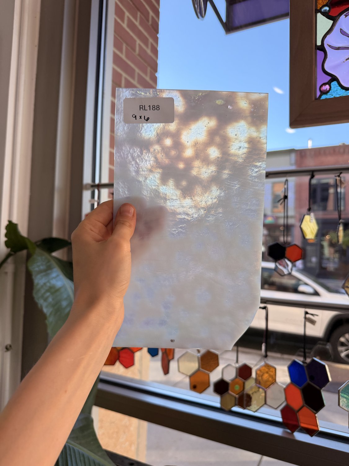 White Mottled Iridescent Youghiogheny Sheet Glass