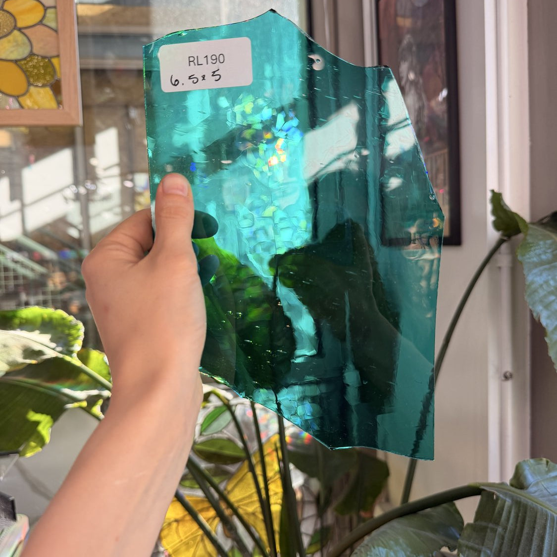 Vintage Blue Teal Mouth Blown Sheet Glass